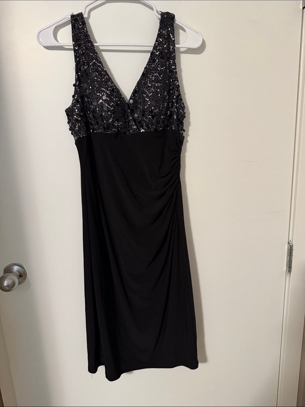 Black Sequin V-Neck Cocktail Dress